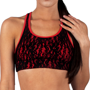 Lace Sports Bra in Red
