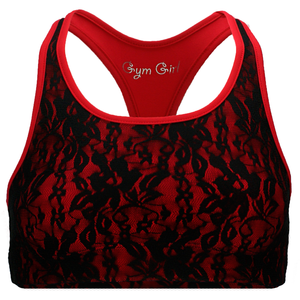 Lace Sports Bra in Red