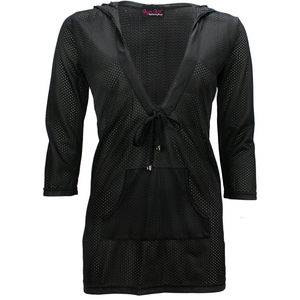 Luxe Activewear | Gym Coverup in Black Athletic Mesh