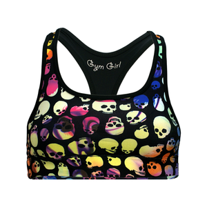 Reversible Sports Bra in Rainbow Skull